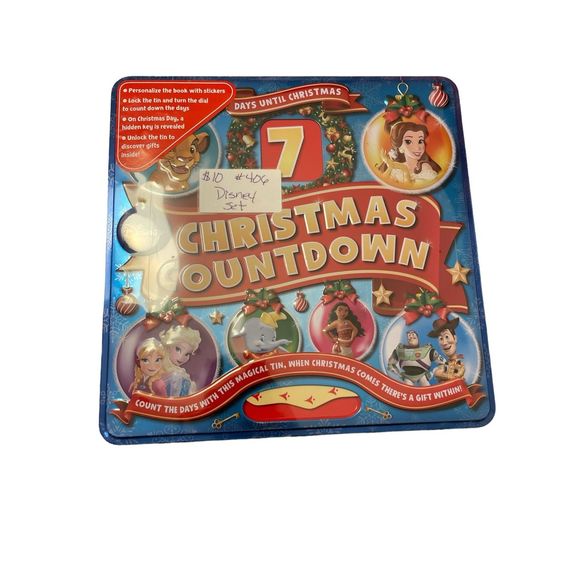 DISNEY CHRISTMAS COUNTDOWN 7 DAYS ADVENT CALENDAR MAGICAL TIN BOX OPENS TO A SUP - Picture 1 of 3